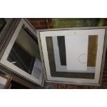 A SET OF FOUR FRAMED AND GLAZED EX SHOW HOME SHAPE PRINTS