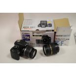 A BOXED CANNON EOS 450D SLR CAMERA AND ACCESSORIES