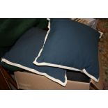 TWO BOXES OF BLUE AND GREY EX SHOWHOME MODERN CUSHIONS