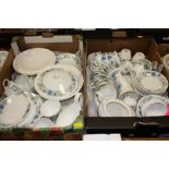 TWO TRAYS OF WEDGWOOD CLEMENTINE CHINA TO INCLUDE A TEAPOT