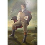 PAUL F WORKMAN (XX). A portrait study of a country squire before a stormy landscape and manor house,
