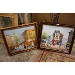 TWO MODERN IMPRESSIONIST OIL PAINTINGS OF PARISIAN SCENES, ONE SIGNED BURNETT