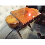 AN UNUSUAL MAHOGANY SIDE TABLE WITH SINGLE DRAWER H 67 W 83 CM