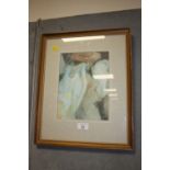 A FRAMED AND GLAZED MIXED MEDIA OVER A PRINT BASE BY JACQUES DE MOL