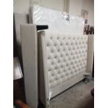 A MODERN UPHOLSTERED DOUBLE BED FRAME WITH CLEAN MATTRESS