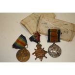 THREE WWI MEDALS SOUTH STAFFORDSHIRE REGIMENT MEDALS AWARDED TO 12876 CPL J WHISTON S STAFFS R