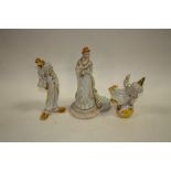 A FRANKLIN MINT 'MADAME OLENSKA' FIGURE TOGETHER WITH TWO CLOWN FIGURES (3)