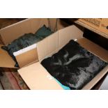 TWO BOXES OF MODERN BLUE AND GREEN EX SHOW HOME CUSHIONS