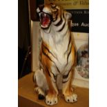 A LARGE CERAMIC FIGURE OF A TIGER S/D