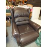 A BROWN ELECTRIC 'SHERBORNE' RISE/RECLINE ARMCHAIR