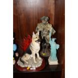 A BORDER FINE ARTS 'THE COUNTY SHOW' MT06 GERMAN SHEPHERD FIGURE ON PLINTH TOGETHER WITH TWO OTHER