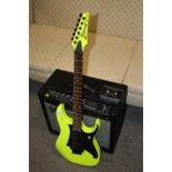 A FLUORESCENT YELLOW IBANEZ 25TH ANNIVERSARY RG SERIES RG2XXV ELECTRIC GUITAR SERIAL NUMBER