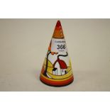 A CLARICE CLIFF FANTASQUE HOUSE AND BRIDGE ART DECO STYLE CERAMIC SUGAR SHAKER