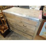 A MODERN INDUSTRIAL STYLE METAL/WOOD FOUR DRAWER CHEST H 82 W 100 CM