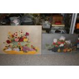 TWO UNFRAMED HERBERT OSWALD LUMBY STILL LIFE STUDIES OF FLOWERS AND FRUIT