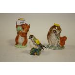 TWO BESWICK BEATRIX POTTER FIGURES 'SQUIRREL NUTKIN' AND 'OLD MR BROWN' TOGETHER WITH A BESWICK