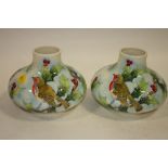 A PAIR OF BOXED OLD TUPTON WEAR ROBIN PATTERN VASES