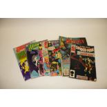 A COLLECTION OF VINTAGE DC AND MARVEL COMICS TO INCLUDE BATMAN AND SIPDERMAN