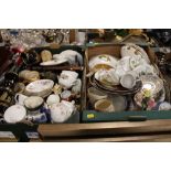 TWO TRAYS OF ASSORTED CHINA AND CERAMICS TO INCLUDE MINTON, NORITAKE ETC