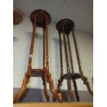 A PAIR OF REPRODUCTION MAHOGANY PLANT STANDS (2)