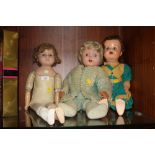 THREE VINTAGE DOLLS TO INCLUDE A MELBA PORCELAIN EXAMPLE