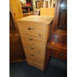 A TALL MODERN PINE SIX DRAWER CHEST H 102 CM