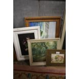 A COLLECTION OF OIL PAINTINGS TO INCLUDE STILL LIFE, WOODED LANDSCAPE ETC