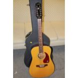 AN EPIPHONE GIBSON 12 STRING ACOUSTIC GUITAR MODEL ER 350-12 SERIAL NUMBER S95070019 IN FITTED