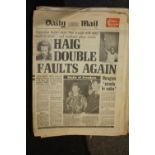 A COLLECTION OF VINTAGE NEWSPAPERS RELATING TO FAULKLAND ISLANDS, MARGARET THATCHER ETC.