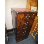 A REPRODUCTION MAHOGANY LEATHER TOPPED FILING CABINET H 108 W 50 CM A/F