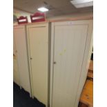 THREE MATCHING MODERN CREAM SINGLE DOOR CUPBOARDS H 153 W 47 CM