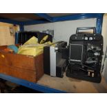 A BELLE AND HOWELL AUTO LOAD PROJECTOR, SCREEN ETC