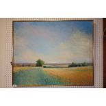 A MODERN OIL ON CANVAS SUMMER LANDSCAPE BY KEN BRUCE