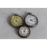 AN ART DECO STYLE OPEN FACED MANUAL WIND POCKET WATCH together with two '8 days pocket watches', A/F