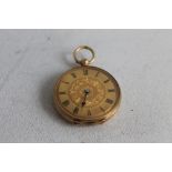 AN 18K MANUAL WIND OPEN FACED POCKET WATCH, Dia 3.54 cm