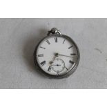 A HALLMARKED SILVER OPEN FACED MANUAL WIND POCKET WATCH, movement engraved for D Mounsey, Market