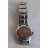 A 1940S OMEGA NON MAGNETIC WRISTWATCH WITH UNUSUAL REAL COPPER DIAL (AS USED BY PEOPLE WORKING IN