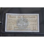 AN ALBUM OF BANK OF SCOTLAND BANKNOTES £1 - £50 1949 - 2007, to include £1 8th March 1949 prefix