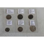 EDWARD I, EDWARD II AND ELIZABETH I SILVER HAMMERED COINS, a Charles II Maundy three pence coin