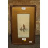 A GILT FRAMED AND GLAZED WATERCOLOUR OF SAIL SHIPS