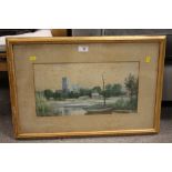 A GILT FRAMED AND GLAZED WATERCOLOUR SIGNED W.F.STOCKS