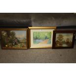 A FRAMED AND GLAZED BIRKET FOSTER PRINT TOGETHER WITH A LOCAL INTEREST PRINT ENTITLED 'A WALK ON THE