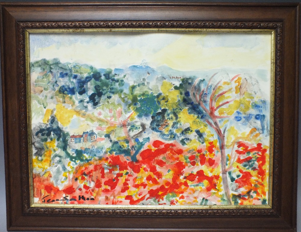 JEAN SOUTHON. Twentieth century impressionist landscape with hamlet, hills beyond, signed lower - Image 2 of 3