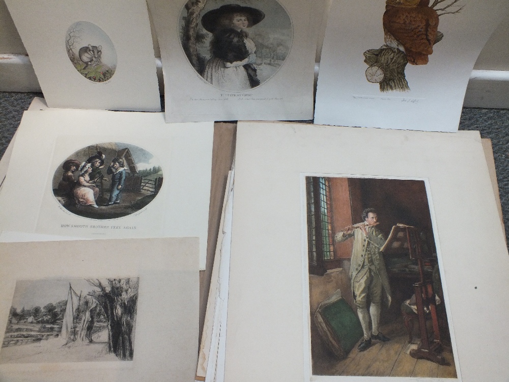 TWO FOLDERS OF MAINLY 19TH CENTURY ENGRAVINGS, ETCHINGS, AQUATINTS ETC., horses hunting and - Image 2 of 6