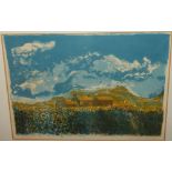PAUL D????. Twentieth century impressionist mountainous landscape with farmstead, signed in pencil