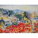 JEAN SOUTHON. Twentieth century impressionist landscape with hamlet, hills beyond, signed lower