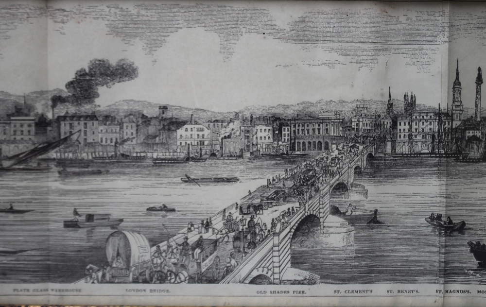 A SET OF FIVE 19TH CENTURY ENGRAVINGS OF LONDON THAMES SCENES, with inscriptions, smallest 13 x 78 - Image 6 of 10