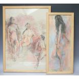HELEN RICKETTS. Two 20th century studies of female nudes, one signed lower left, the other signed