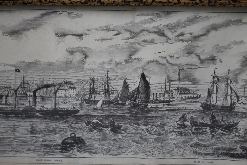 A SET OF FIVE 19TH CENTURY ENGRAVINGS OF LONDON THAMES SCENES, with inscriptions, smallest 13 x 78 - Image 10 of 10