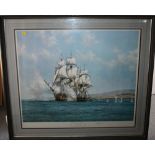 MONTAGUE DAWSON (1890-1973). 'The Smoke of Battle', coloured print, signed in pencil, framed and